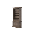 Librería alta Heritage de madera envejecida, con puertas inferiores y estantes interiores.