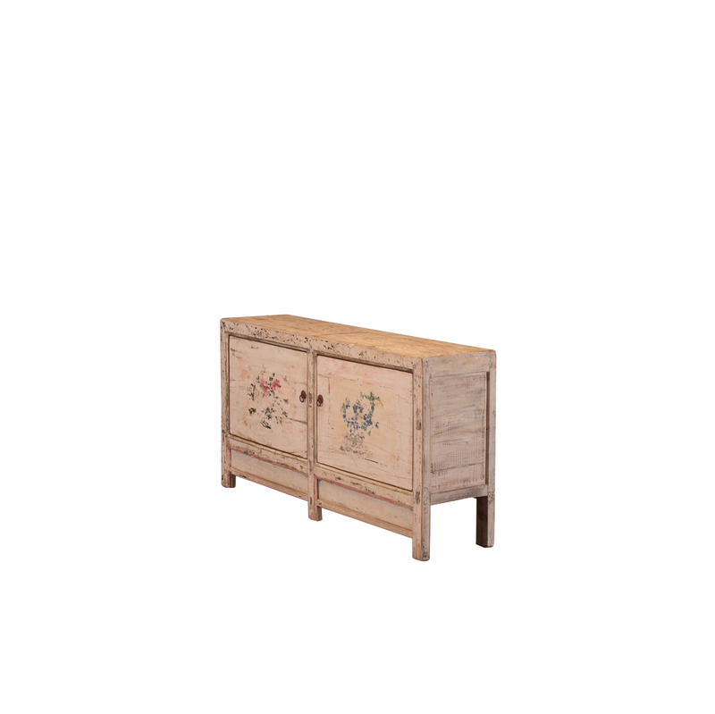 BUFET CHINO CREMA DECORADO 2 PUERTAS 162X40X85H
