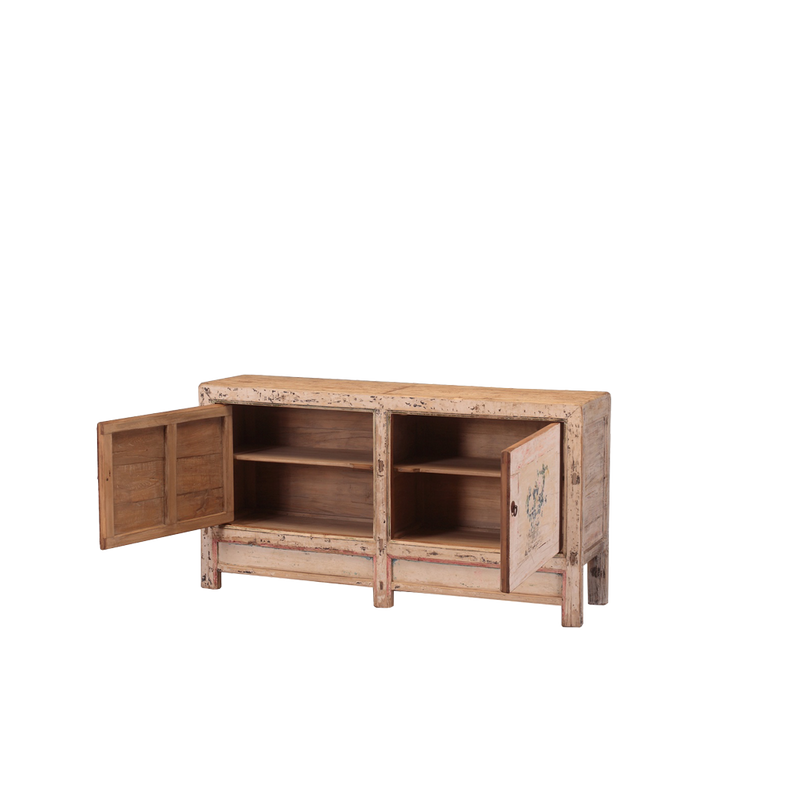 BUFET CHINO CREMA DECORADO 2 PUERTAS 162X40X85H