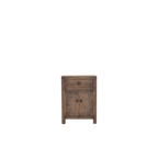 Mesita de noche de madera con 1 cajón y 2 puertas, acabado envejecido