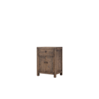 Mesita de noche de madera con 1 cajón y 2 puertas, vista lateral