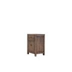 Mesita de noche de madera con 1 cajón y 2 puertas, vista trasera parcial