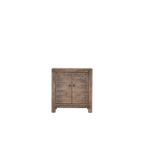 Aparador pequeño de madera Heritage con 2 puertas y tiradores metálicos, acabado envejecido.
