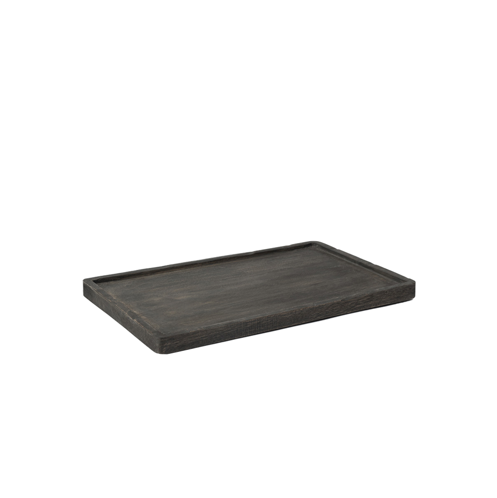 Bandeja rectangular de madera de teca oscura