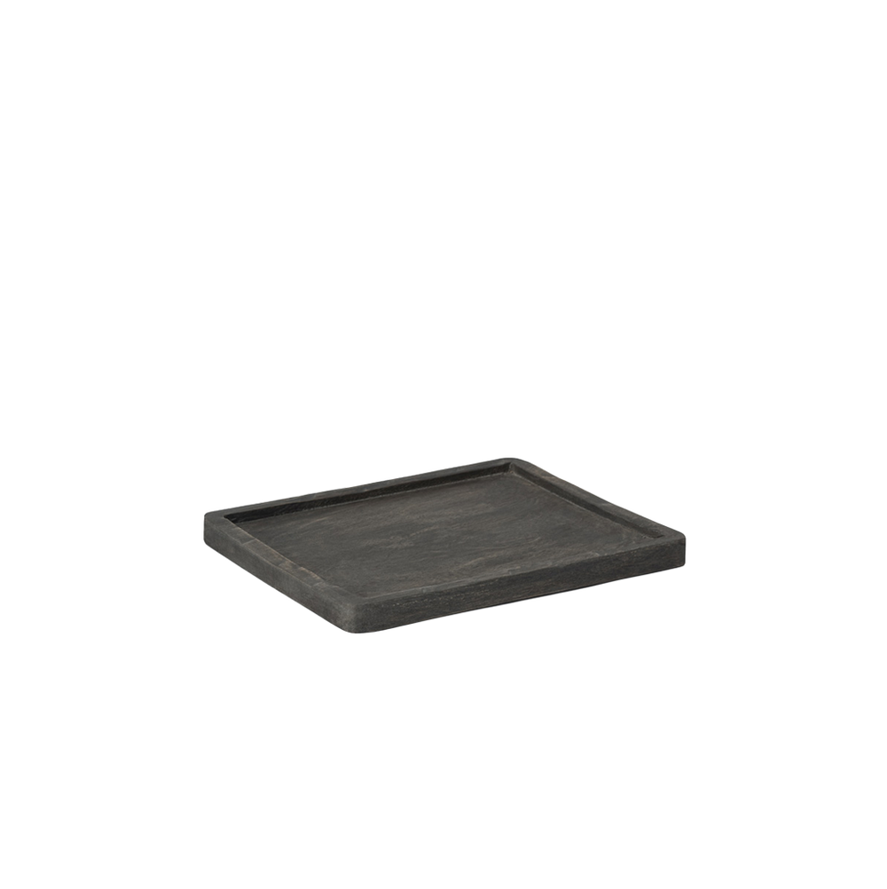 Bandeja rectangular de teca oscura con bordes bajos