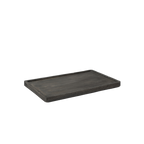 Bandeja rectangular de madera de teca oscura, con bordes elevados