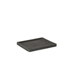 Bandeja rectangular de teca, acabado oscuro con borde elevado