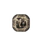 Fuente para ensalada Estelle Black de porcelana con borde ondulado y estampado floral en negro