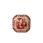 Fuente ensalada Estelle Red de cerámica blanca y roja con estampado clásico.