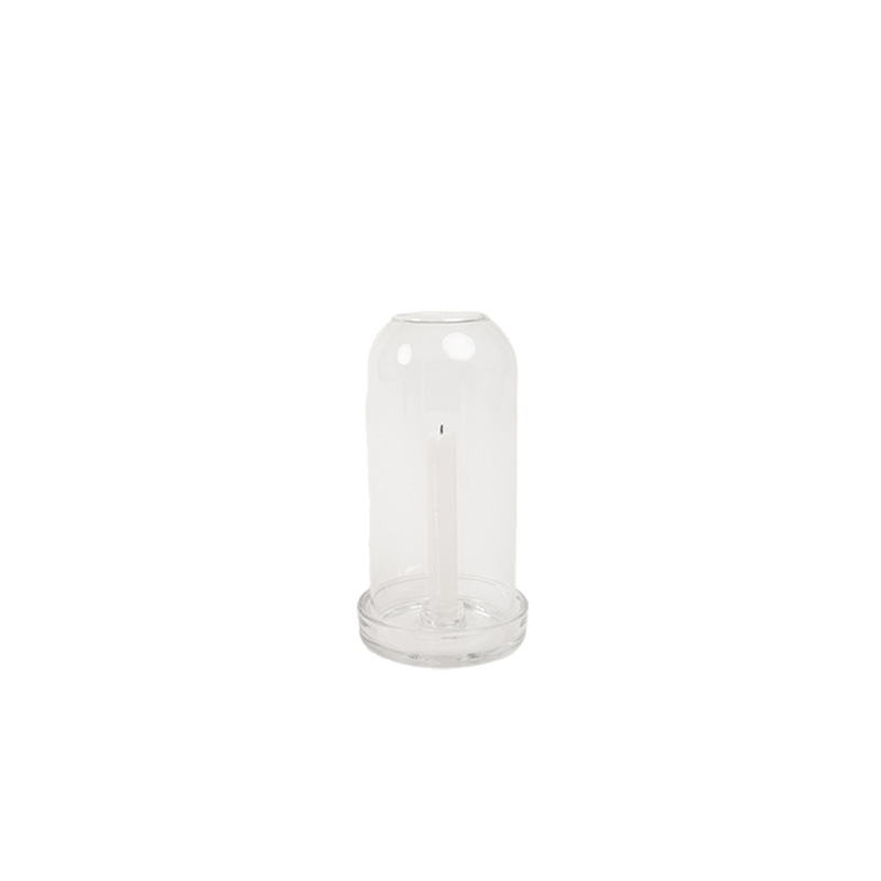 Portavelas de vidrio tipo vela cónica con base circular