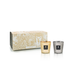 Set de 2 velas en vasos metálicos, presentadas en caja decorativa