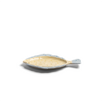Plato de servir pez con interior crema, borde azul y cola decorativa
