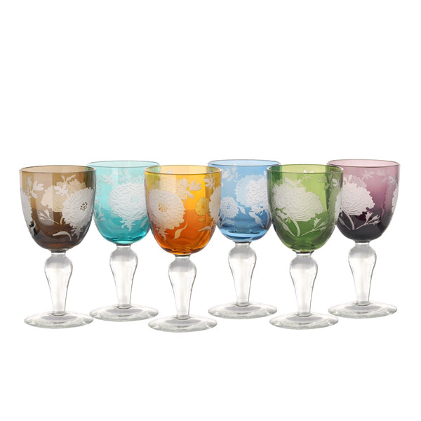 S/6 COPAS VINO PEONY MULTICOLOR