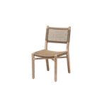 Silla Fiona con respaldo de malla beige y asiento tapizado color natural
