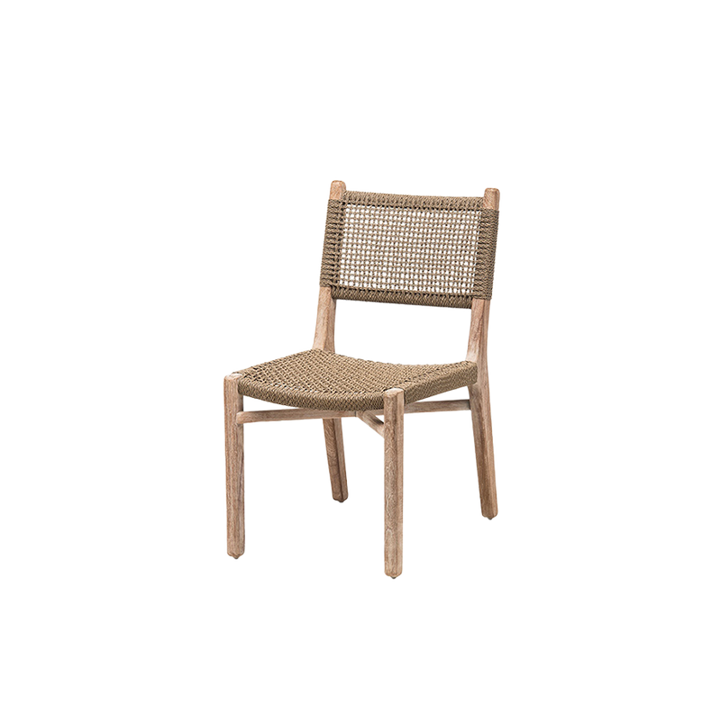 Silla Fiona con respaldo de malla beige y asiento tapizado color natural