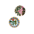 Set de 2 platos llanos Jane January, diseño botánico rosado y azul