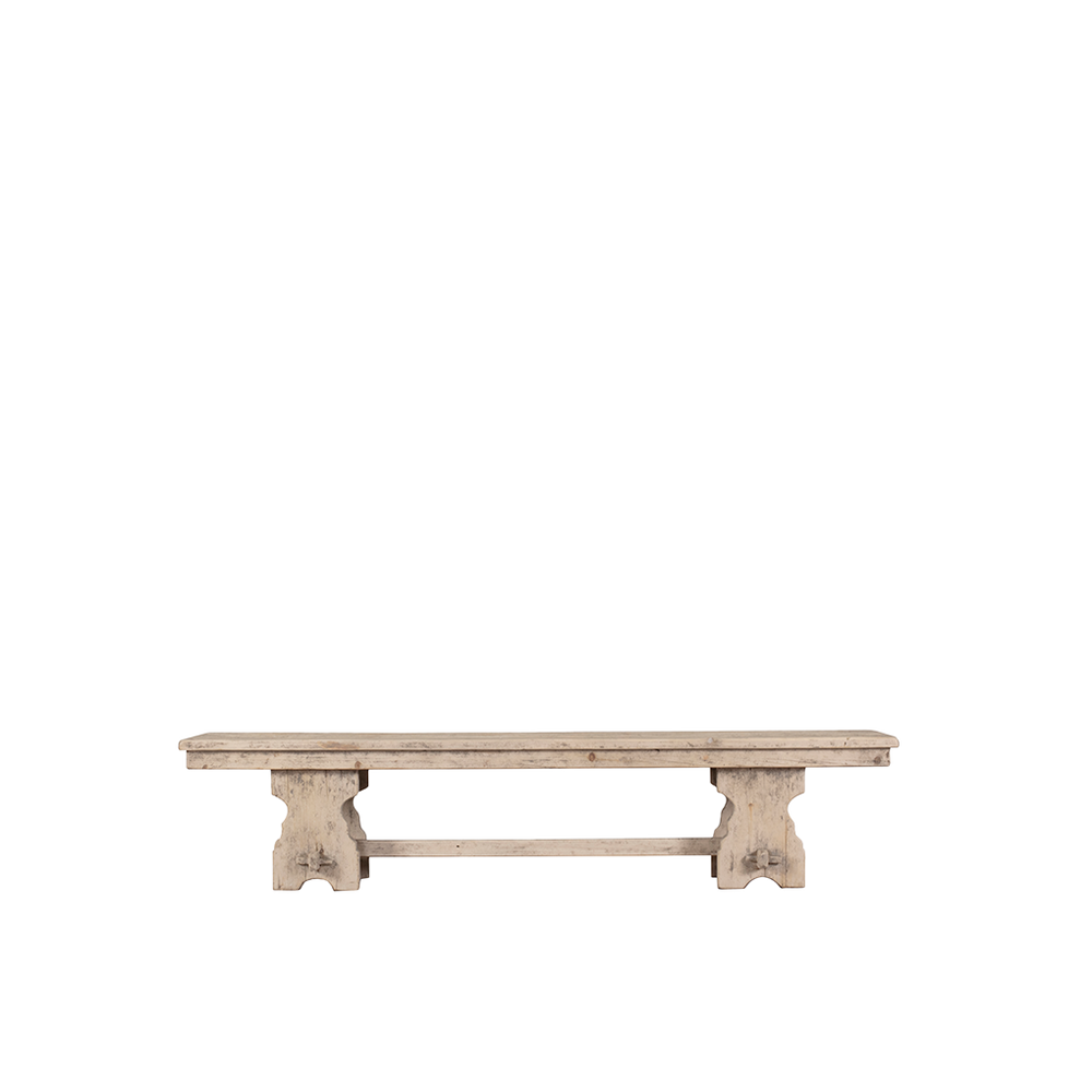 Banco de madera maciza natural con patas talladas y tablón superior