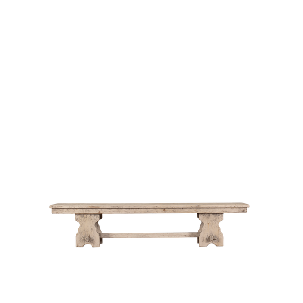 Banco de madera maciza natural con patas talladas y tablón superior