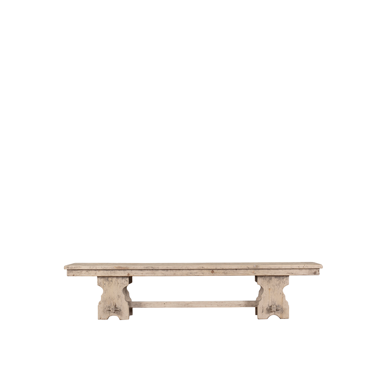 Banco de madera maciza natural con patas talladas y tablón superior