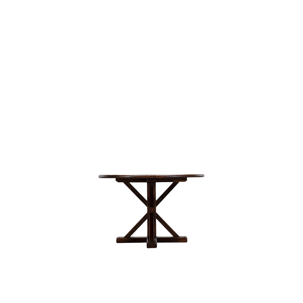 Mesa de comedor redonda de madera maciza con base en X