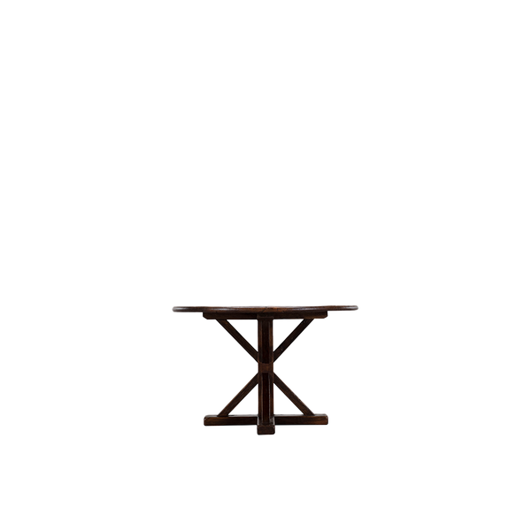 Mesa de comedor redonda de madera maciza con base en X