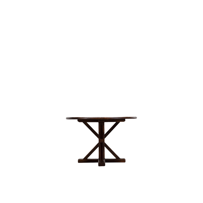 Mesa de comedor redonda de madera maciza con base en X