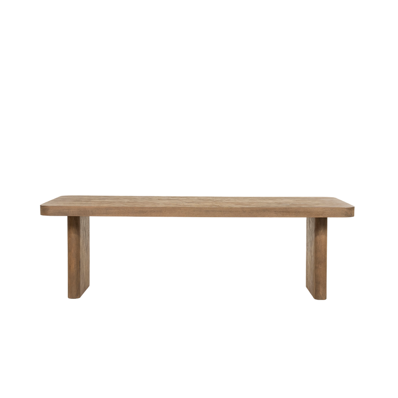 Mesa de comedor Edward de madera natural, tablero rectangular y cuatro patas robustas