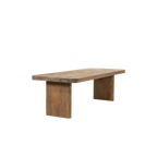 Mesa de comedor Edward de madera natural, tablero rectangular y patas de bloque