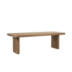 Mesa de comedor Edward de madera natural con tablero largo y cuatro patas macizas
