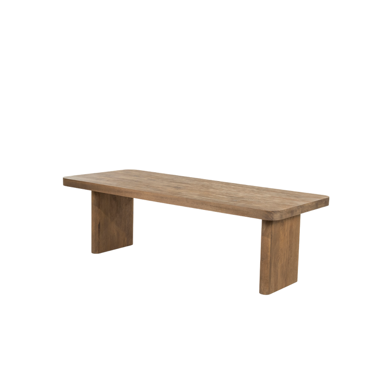 Mesa de comedor Edward de madera natural, tablero rectangular con patas en bloques