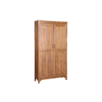 Armario de teca de madera con puertas dobles y bisagras visibles