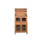 Vitrina de teca con puertas de cristal y compartimentos