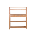 Librería de madera de teca con 3 estantes y 3 cajones inferiores con tiradores