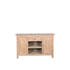 Aparador de madera con puertas dobles y estantes interiores, con cajón central.