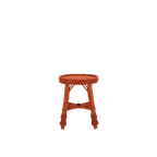 Taburete de mimbre terracota con asiento redondo tejido y patas de listones