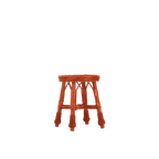 Taburete de mimbre terracota con vista trasera del asiento tejido y patas