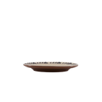 Plato llano crema con estampado negro, vista lateral del borde