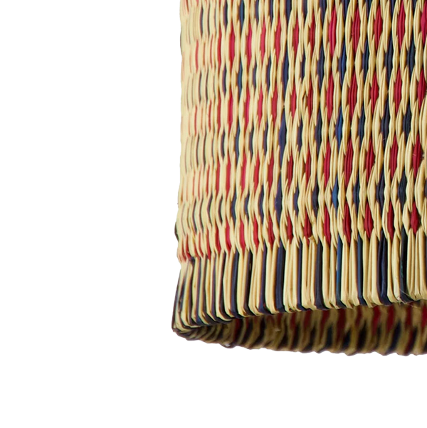 LAMPARA TECHO MIMBRE COURUCHE NATURAL RED/BLUE
