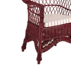 Base de sillón de mimbre burdeos con patas de madera y tejido cruzado