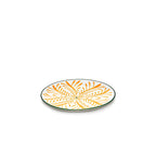 Plato llano ovalado con estampado floral amarillo y verde, borde verde
