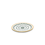 Plato llano ovalado con estampado floral verde, centro verde y borde crema
