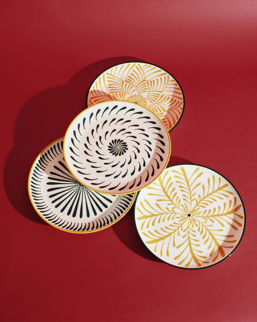 Set 4 platos llanos amarillo-verde