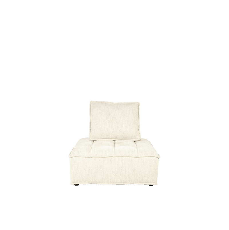 Módulo de sofá tapizado blanco roto con reposacabezas y asiento extensible