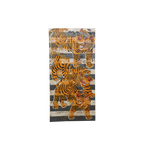 Panel decorativo de madera teca con tigres naranjas y negros, rectangular