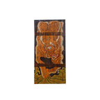 Panel decorativo rectangular con tigre naranja y motivos orientales multicolor