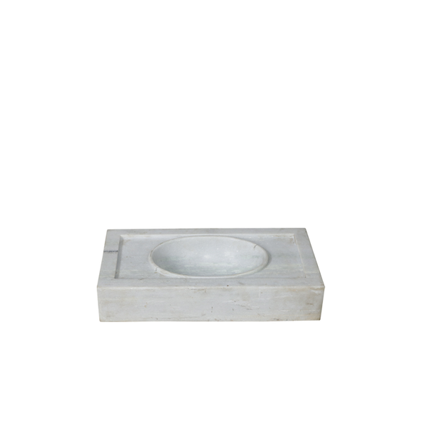 Pica de mármol rectangular con lavabo circular empotrado, 69x37x14 cm.