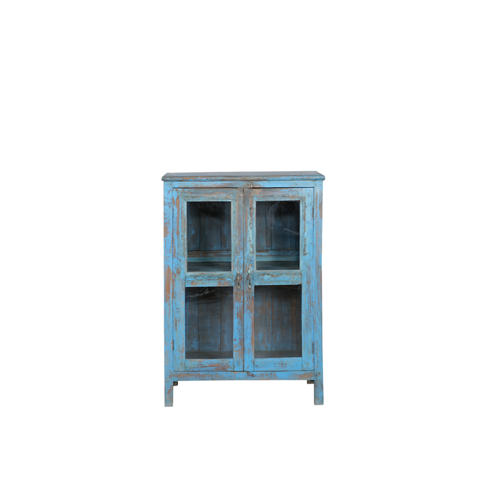 VITRINA MADERA AZUL 85X46X120H 131