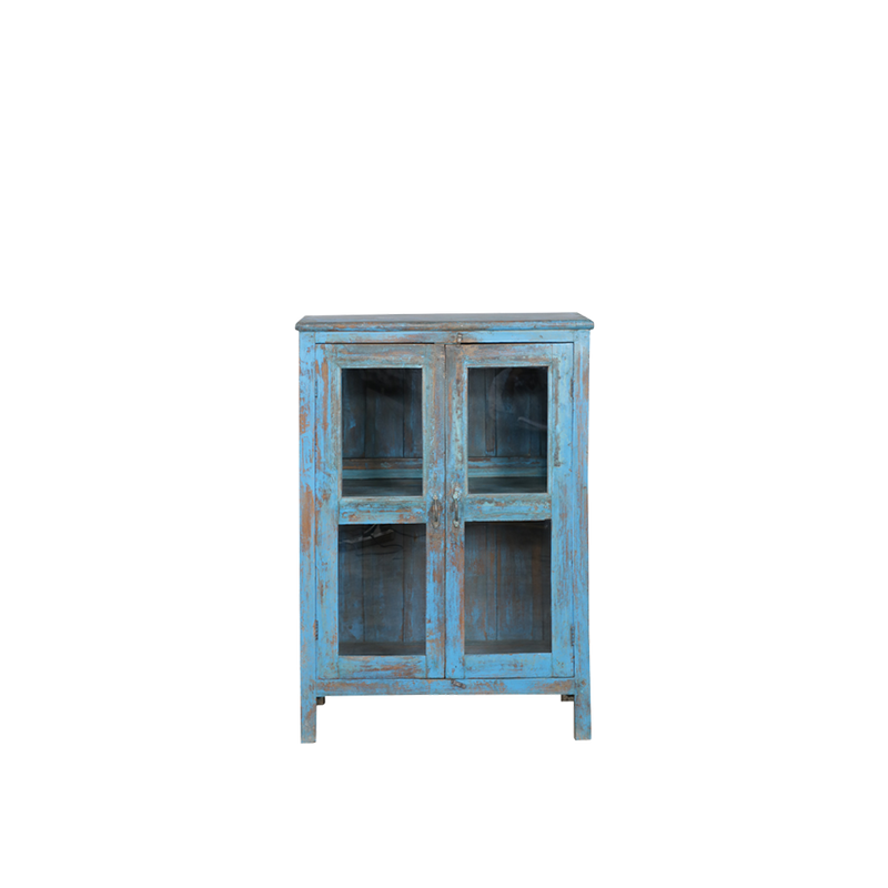 VITRINA MADERA AZUL 85X46X120H 131