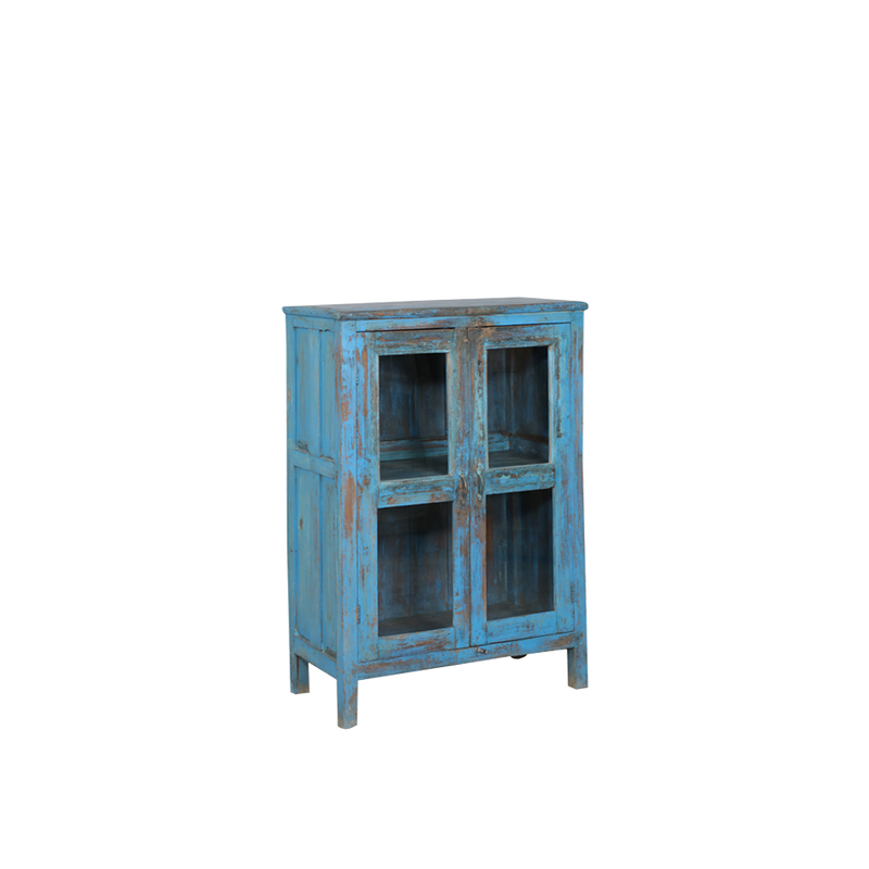 VITRINA MADERA AZUL 85X46X120H 131