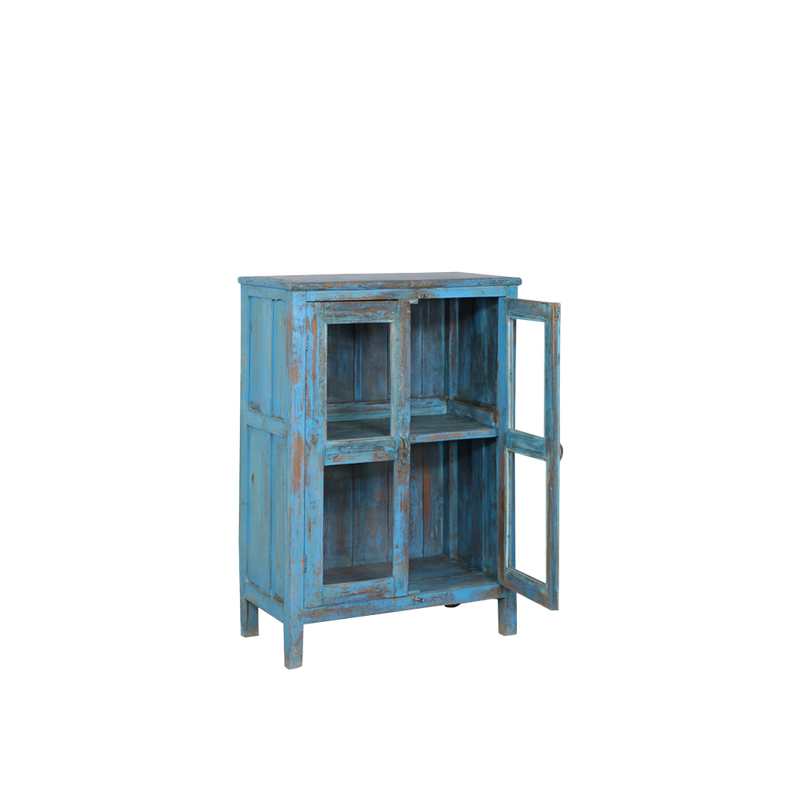 VITRINA MADERA AZUL 85X46X120H 131